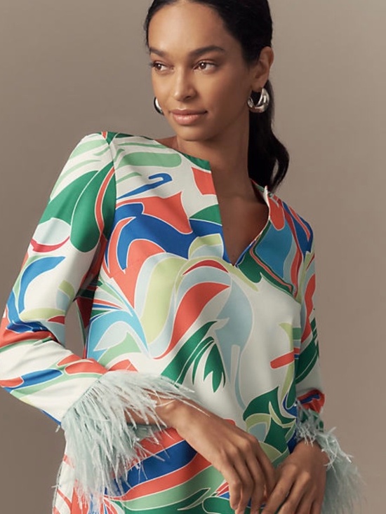 English Factory Dresses & Skirts - English Factory Feather-cuff Mini Dress